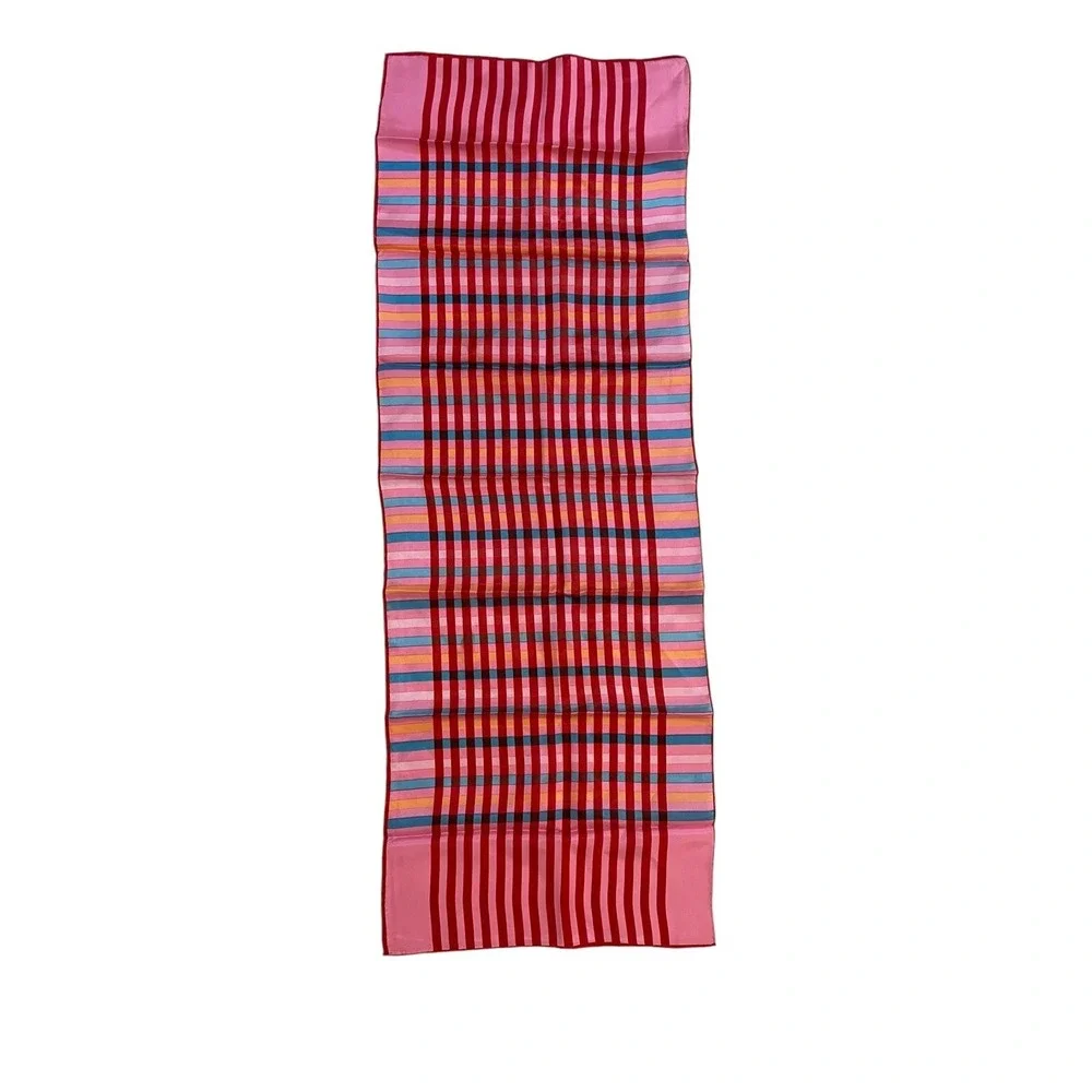 Plaid Striped Scarf Womens Pink Red‎ Rectangular Classic Preppy Chic Versatile